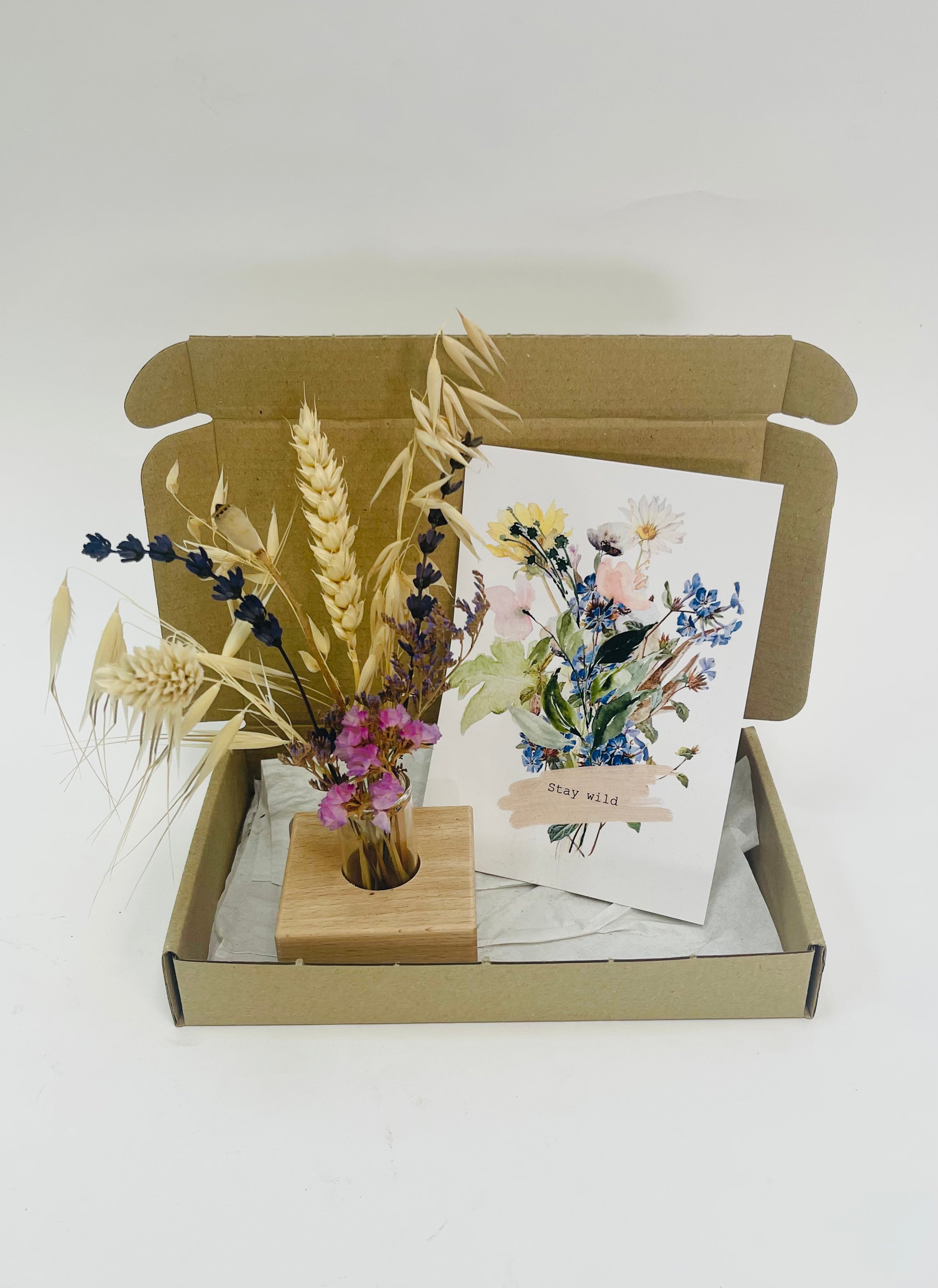 Dried Flowers with Wooden Holder